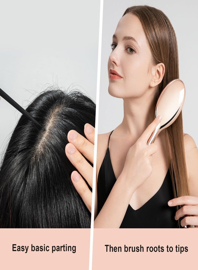 RHOS Boar and Nylon Bristle Hair Brush for Long, Curly, Thick Hair, Soft Natural Bristle Detangling Brush, Smooth & Shine, Set Includes Rat Tail Comb, Storage Bag (0.79inch Bristle) - Image 5